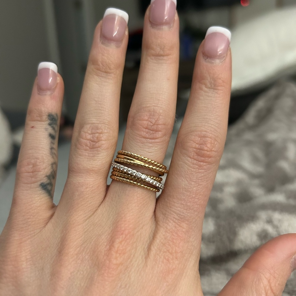 David yurman 18k rose gold and diamond cross over ring